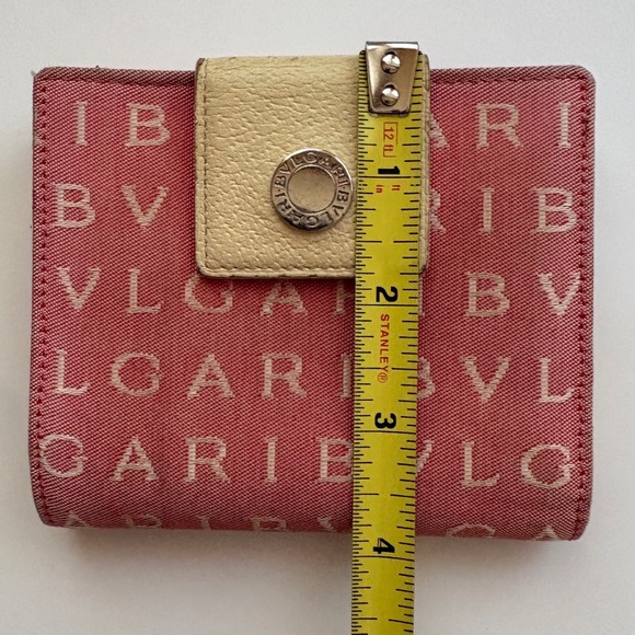 Bvlgari Canvas Leather Tri Fold Wallet Pink Monogram Snap Closure - Picture 15 of 15
